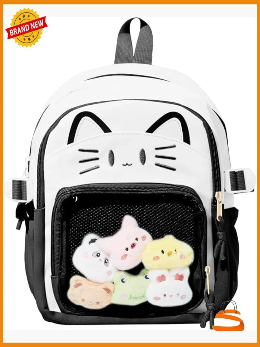 Kawaii Cat Ita Bag Display Backpack with Insert - Small Pin Purse for Daily